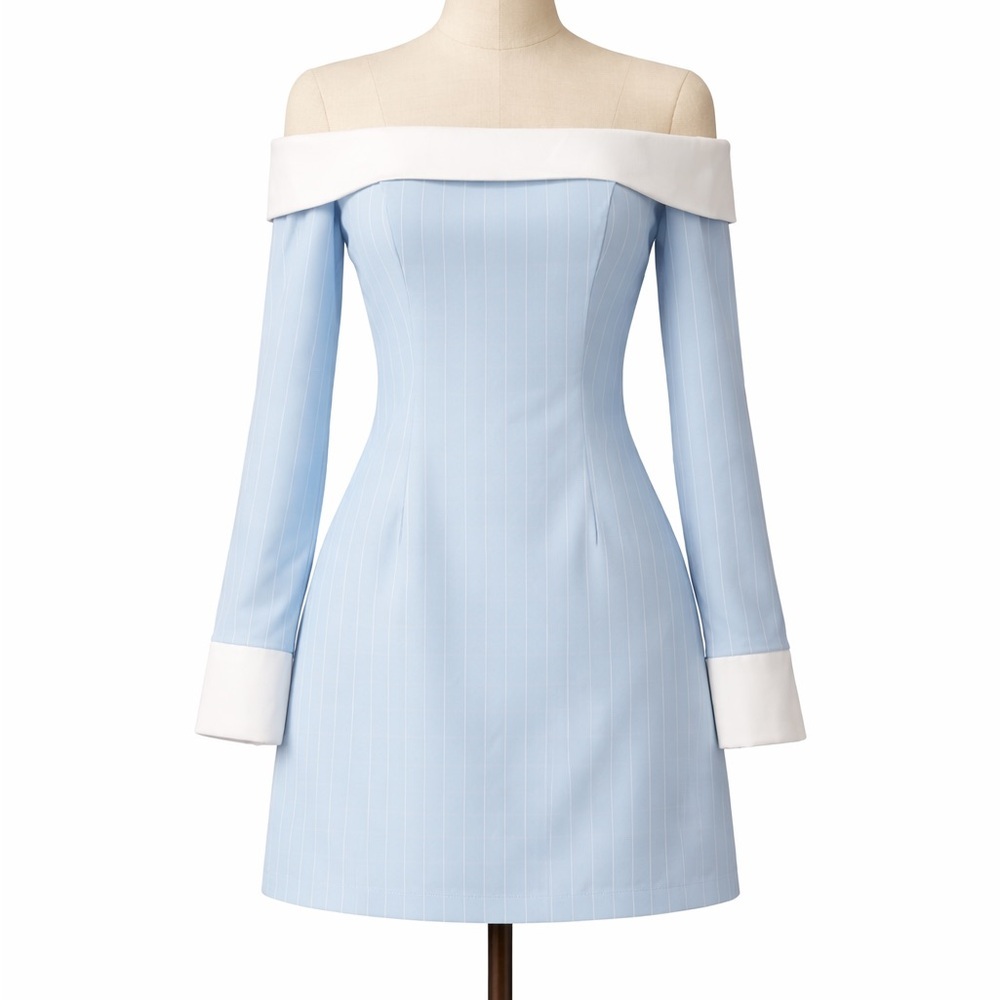 Hello Molly Light Blue Off-Shoulder Dress Romper